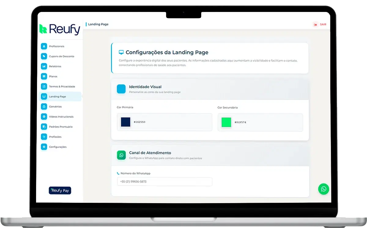 Painel administrativo do gestor na Reufy Care com indicadores do plano em tempo real