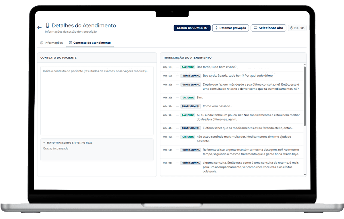 IA Transcrição em Ação